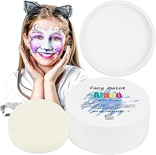 Alaoo Pintura facial y corporal, 100 g Lata Extra Grande Pintacaras Infantil, color blanco, Pintura Cara Niños Hipoalergenica para Halloween Cosplay Fiesta Festival Artes, Agua Larga Duración