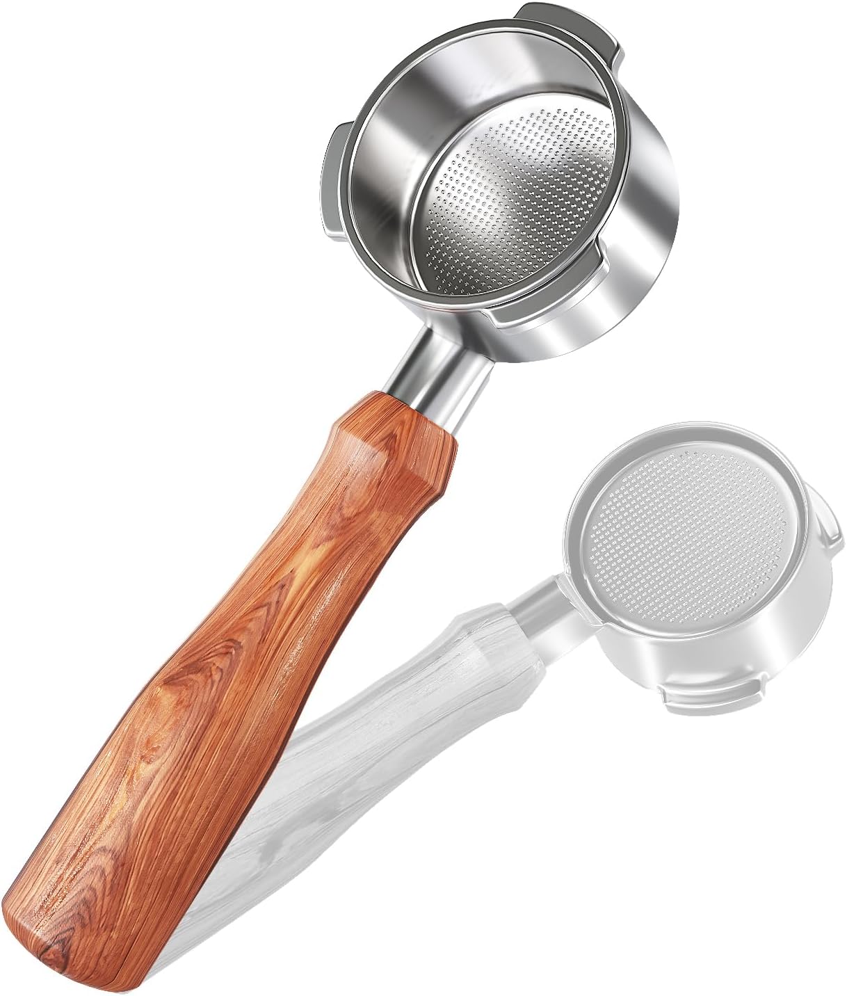 Bottomless Portafilter 54mm for Breville Espresso Machines,Stainless Steel 3-Ear Portafilter with Double Filter Basket,Compatible with Barista Express BES 870/875/878/880/820/840/450