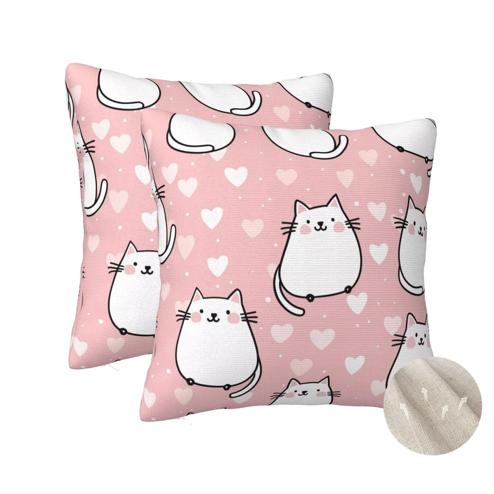 Housse coussin 60x60 cm rose lot de 2 en tissu doux pour canapé de salon moderne