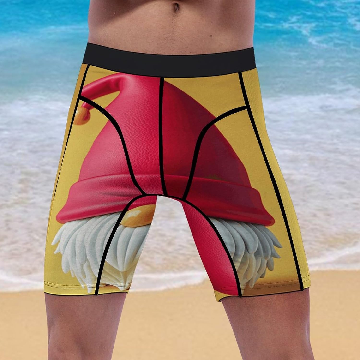 Cute Gnome Hat Compression Shorts Men Spandex Sport Shorts Workout Performance Baselayer Underwear