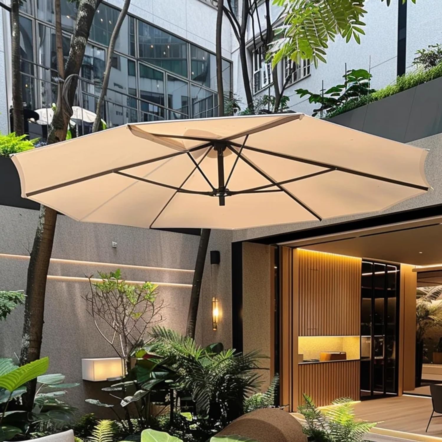 Tettoia di ricambio esagonale in poliestere per ombrellone da esterno a 6 stecche da giardino, padiglione da sole, patio, mercato, copertura per piscina e cortile