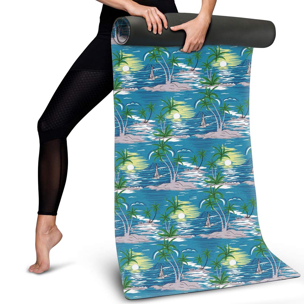 HUGS IDEA Tapis de yoga ultra fin en daim 2 mm, Femme, Z94, Cocotier, taille unique