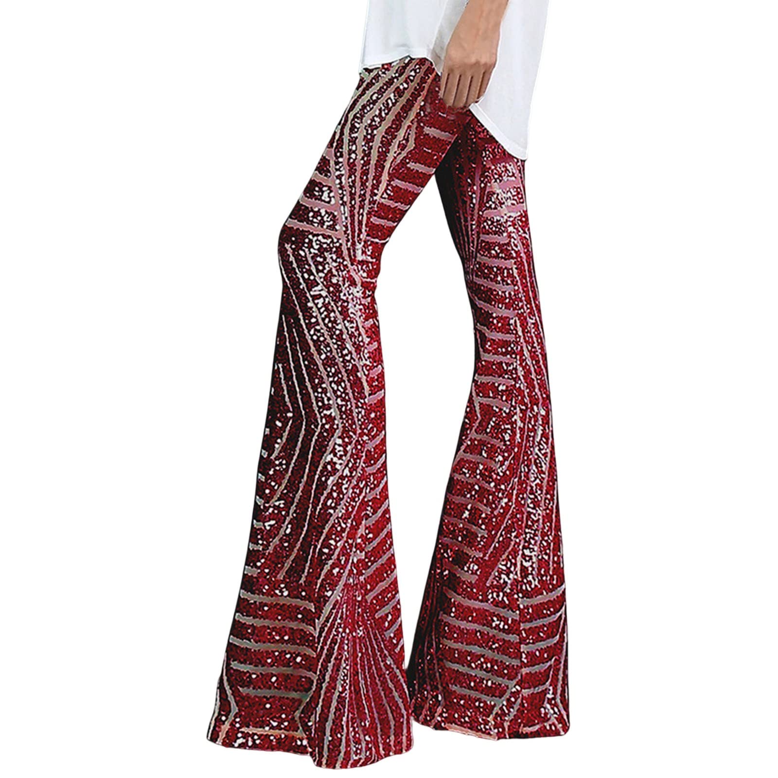 Générique Pantalon Femme Taille Haute Confortable Chic Élégant Casual Large Bureau Fluide Droit Palazzo Cigarette Été Slim Lin Ample A87