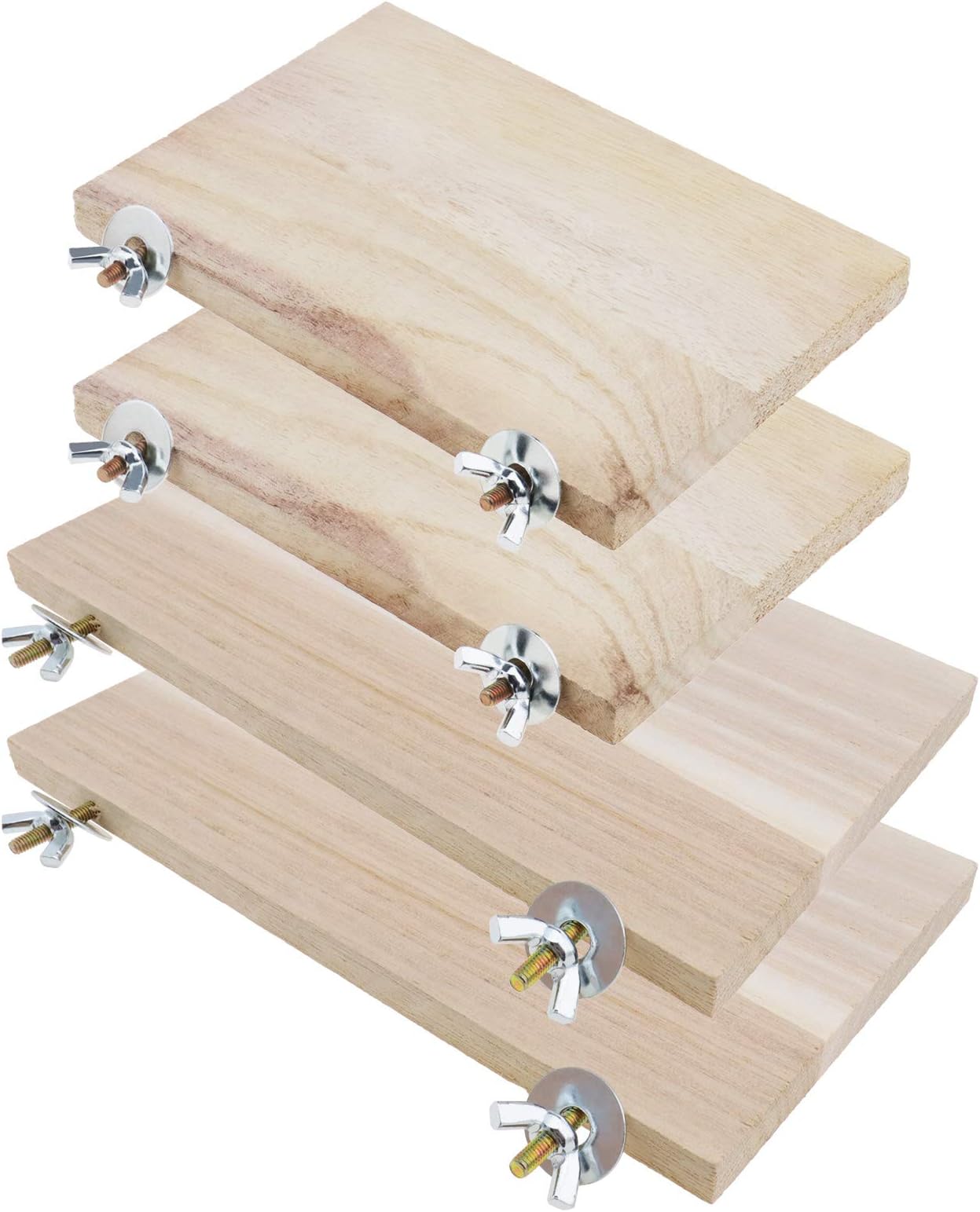 4x Hamster Chinchilla Wood Springboards Wooden Rectangle Pet Stand Board Platform with Screw Nut Washer for Small Animal Pet Toy