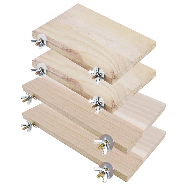 OTOTEC 4X Trampolines de Madera para Hámster Chinchilla Plataforma Rectangular de Madera con Soporte…