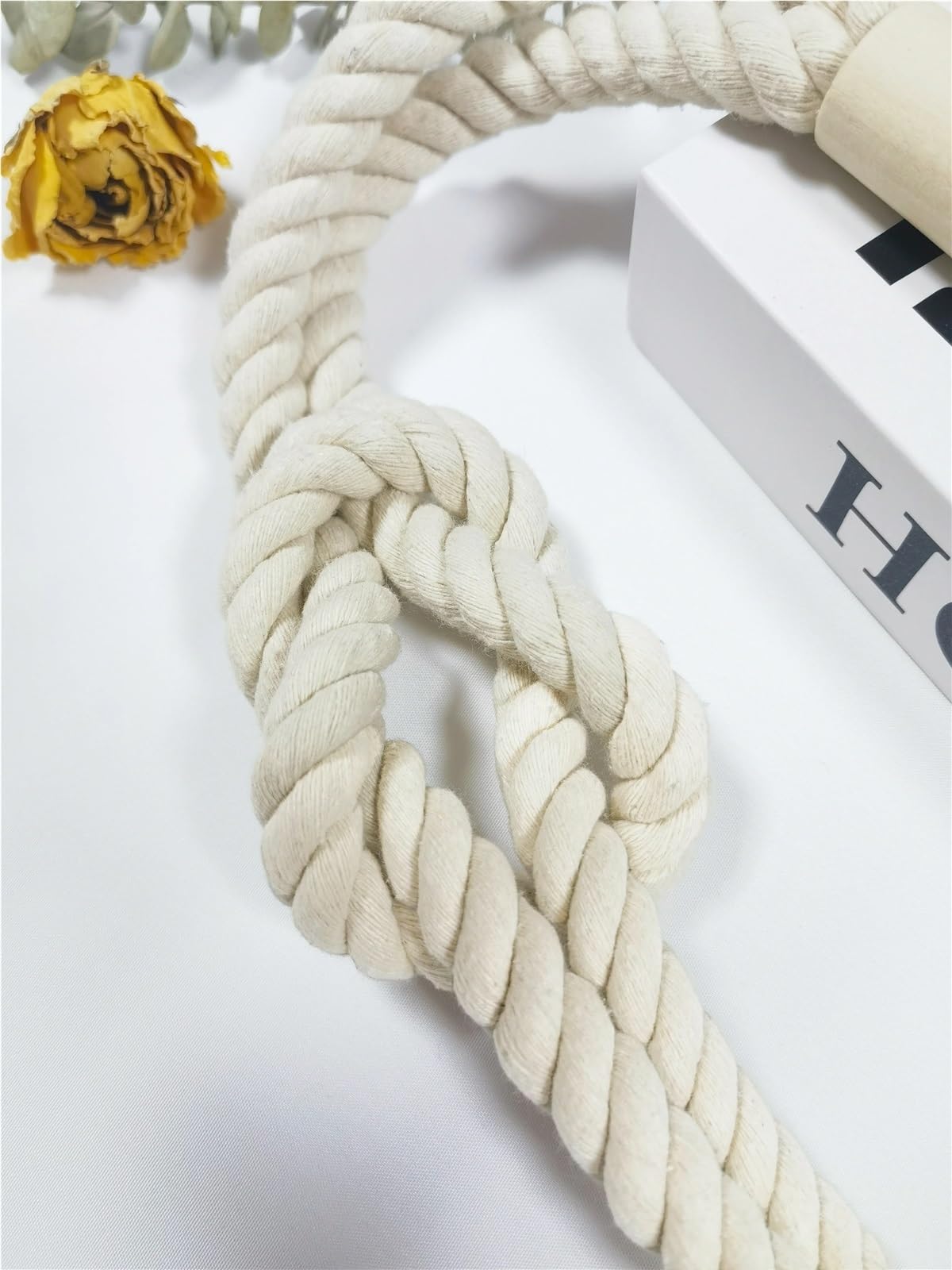 Lot de 6 embrasses de rideaux fabriquées à la main avec boucles magnétiques en bois pour décoration d'intérieur (beige)