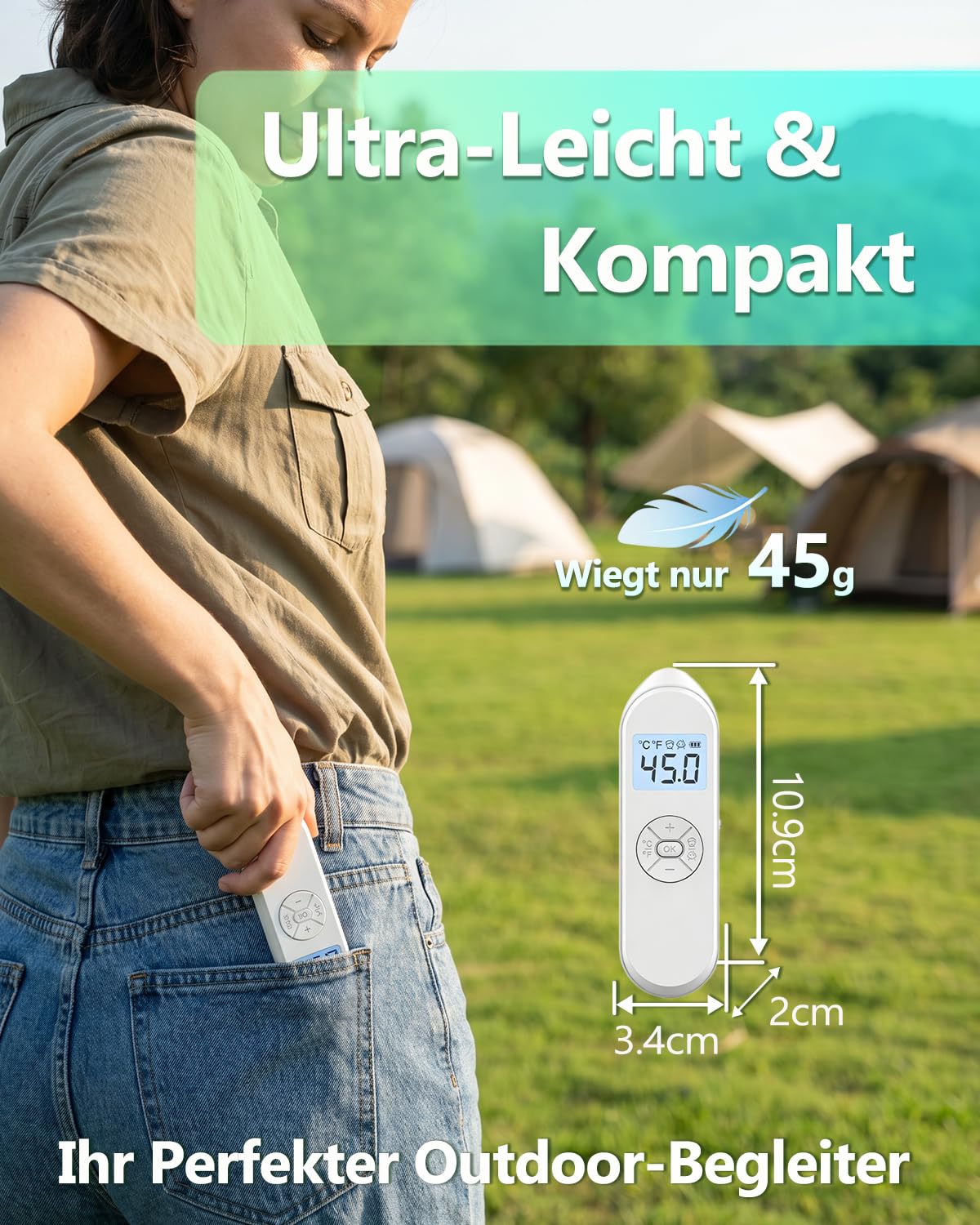 Aokitec Elektronischer Mückenstichheiler gegen Juckreiz & Schwellungen, Chemiefrei für Kinder & Erwachsene, Präzise LCD-Temperaturregelung, USB-C Aufladbar, Kompakter Stichheiler für Camping & Urlaub