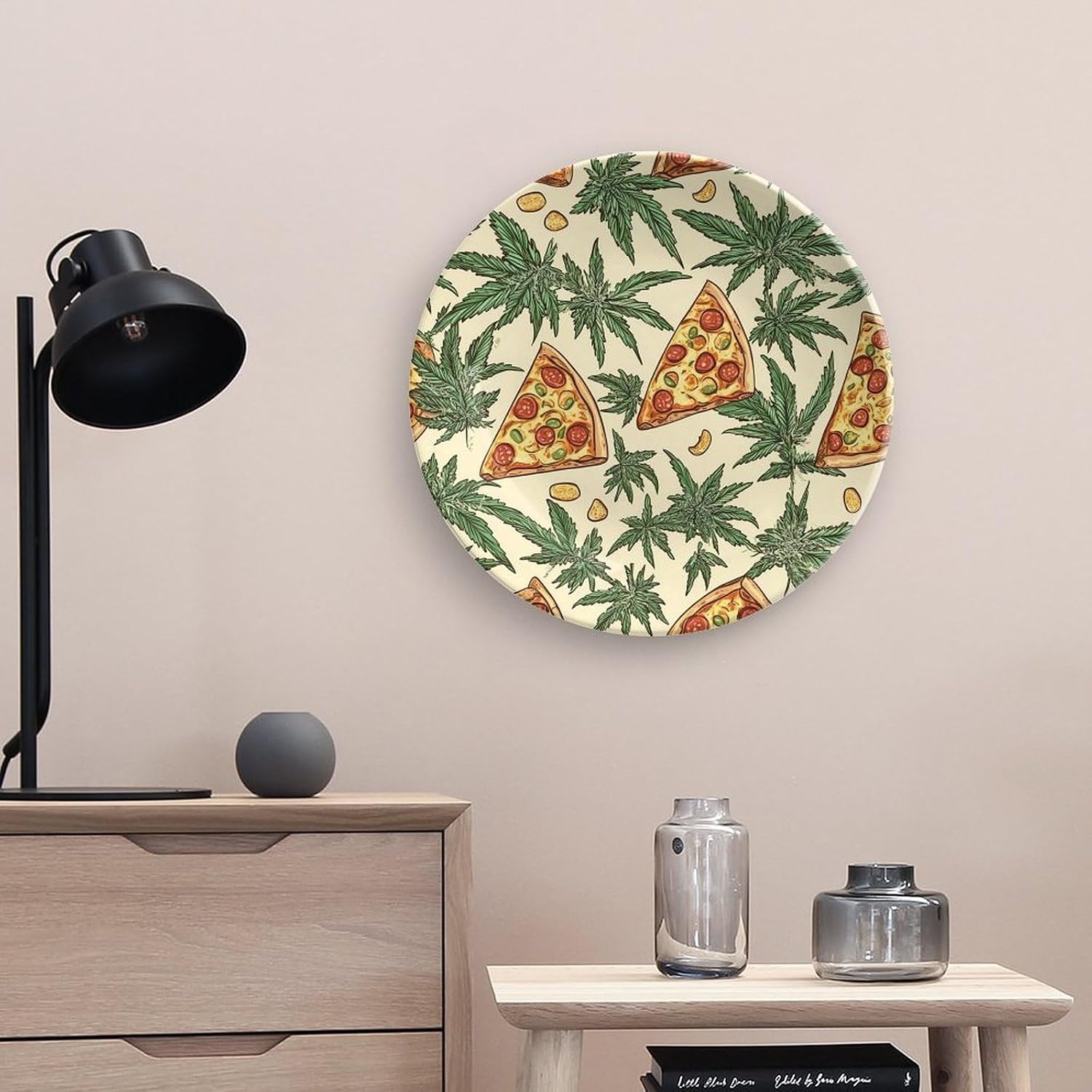 Weeds and Pizza Bone China Decorative Porcelain Plates Dinnerware Ornaments