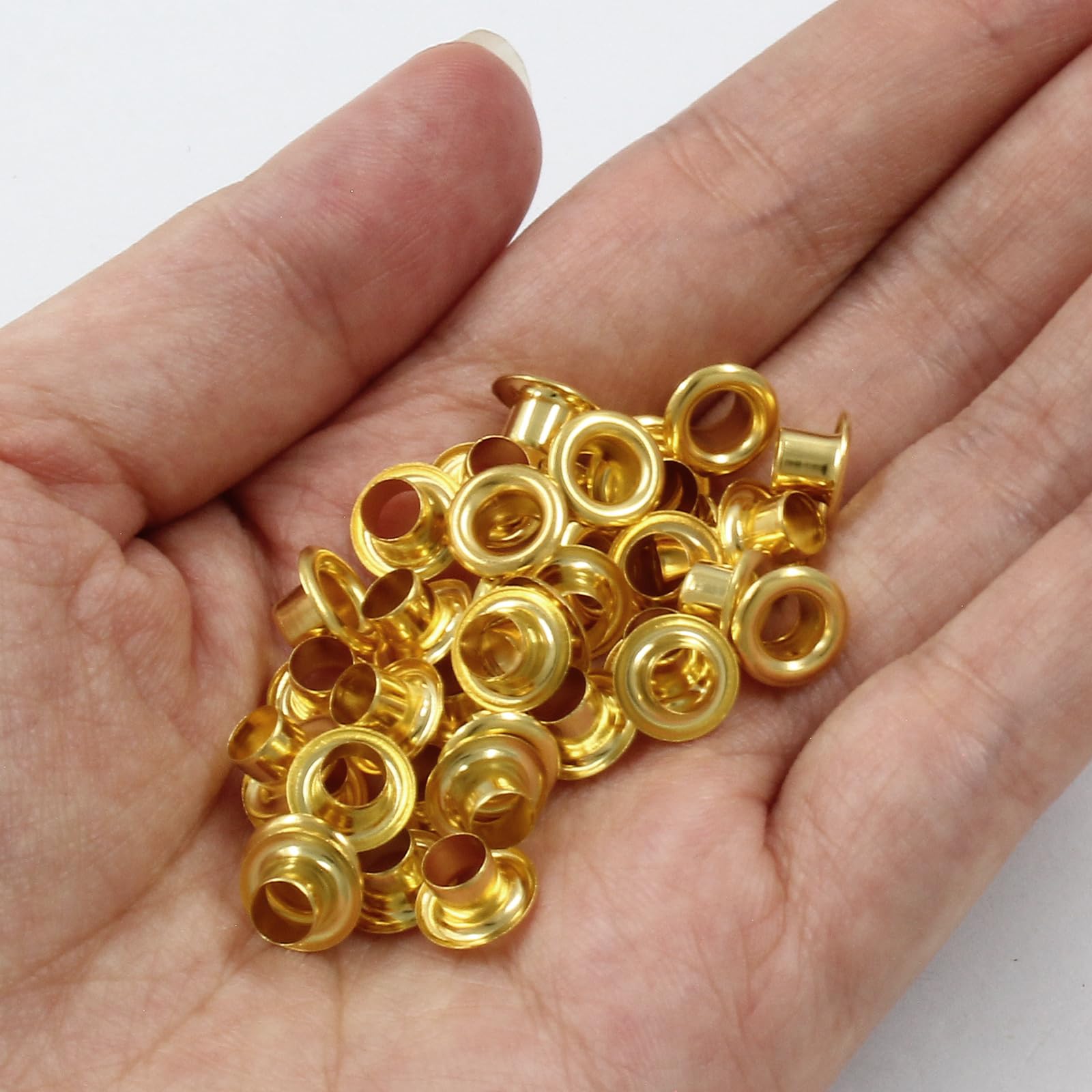 Solid Brass Self-Backing Grommets – 600-Pack Tiny Eyelets, 1mm Hole X 3mm Flange X 3mm Neck, For Leather, Canvas, Bead Cores & Doll Clothing (Tool Not Included)