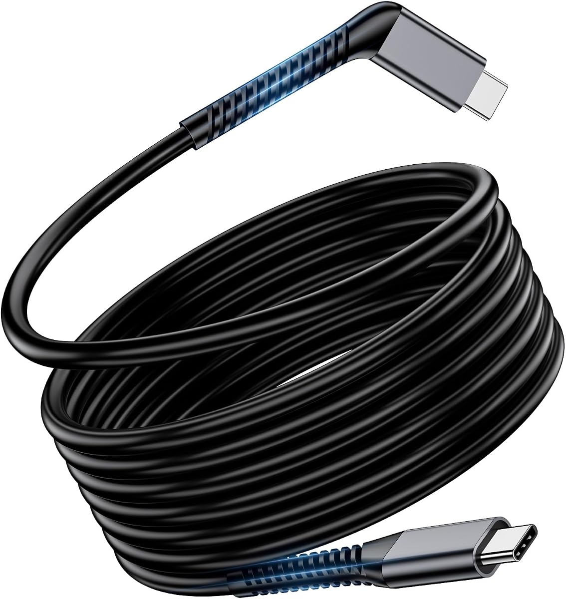 Cable USB C de 240 W de 10 pies para gafas AR Cable de datos USB 3.2 Pantalla HD 4K de 20 Gbps | Conector tipo C de ángulo de 120°, sincronización de alta velocidad para Xreal/monitores/TV/cámaras, cable de carga rápida PD para iPhone 17 16/Samsung S26