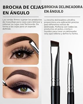 EIGSHOW Eyebrow Brush & Eyeliner Brush Double Ended Angled Eyebrow Brush Ultra Thin Eyeliner (D104)