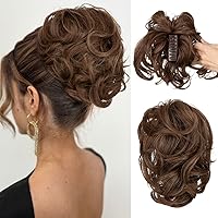 Vista 31 de CJL HAIR Extensiones de Cabello con Clip de Garra para Coleta Corta DIY, Metales Flexibles, Moño Desordenado, Pieza de Cabello para Mujeres, S-Negro