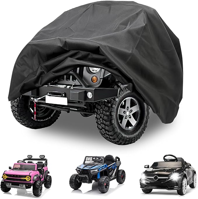 Kids Car Cover - Ride-On Car Truck Cover Waterproof, 420D Kids Ride on Toys with Adjustable Drawstring & Safety Buckles, Durable PU Coated Protection for Kids Electric Vehicles