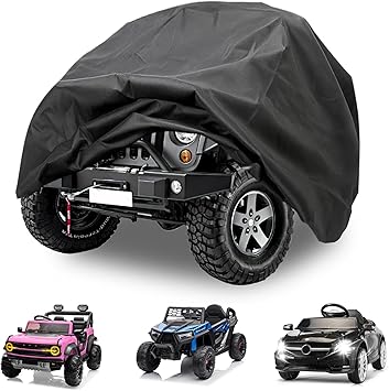 Kids Car Cover - Ride-On Car Truck Cover Waterproof, 420D Kids Ride on Toys with Adjustable Drawstring & Safety Buckles, Durable PU Coated Protection for Kids Electric Vehicles