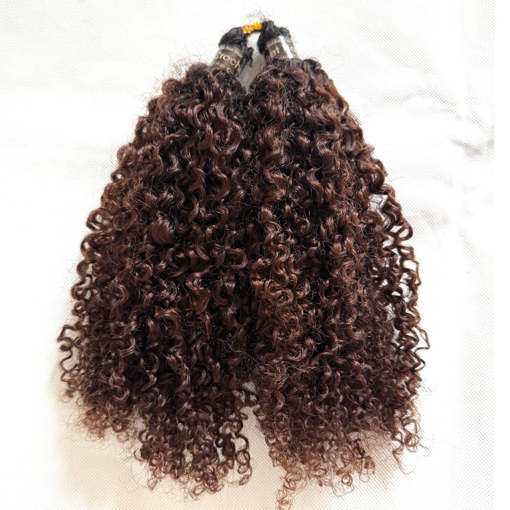 Ombre Brown Crochet Human Hair Extensions #T1B/4 Medium Brown Multi-Textured Kinky Curly Human Crochet Hair with Dark Roots Reusable 18inch 240g Full Head