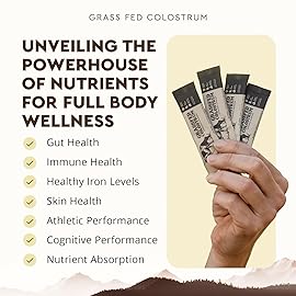 Ancestral Supplements Grass Fed Beef Bovine Colostrum Powder Packets, Immune Support Supplement, Gut, Skin & Hair Health Support Supplements, Promotes Growth and Repair, Non GMO, 30 Sticks, Unflavored