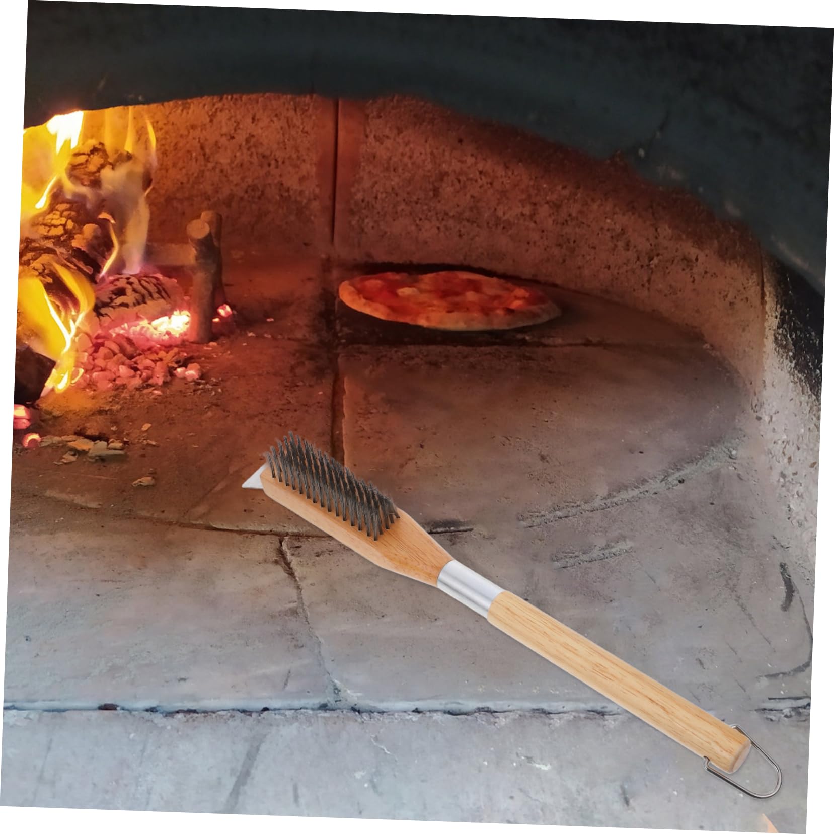 Happyyami Cepillo Raspador para Horno De Pizza Limpiador De Piedra Accesorio para Barbacoa Fácil Cocina