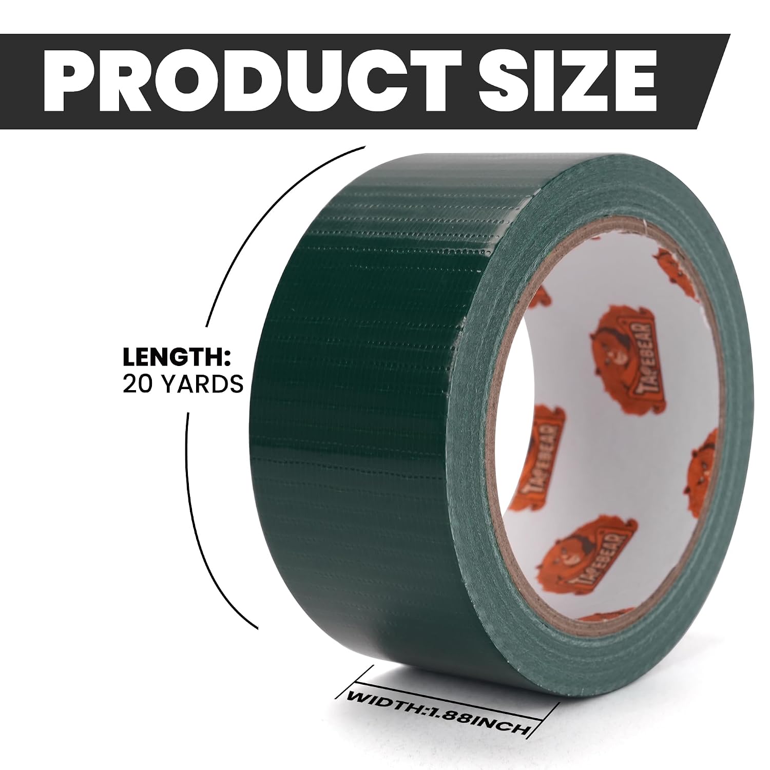 TAPEBEAR Green Duct Tape Heavy Duty 1.88" x 60FT Utility Ducting Tape