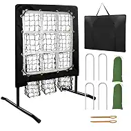 Pitching Net, 9 Hole Pitching Net with Strike Zone, Adjustable Softball/Baseball Hitting Net with Pitching Target, Portable Indoor Outdoor Training Equipment for Batting