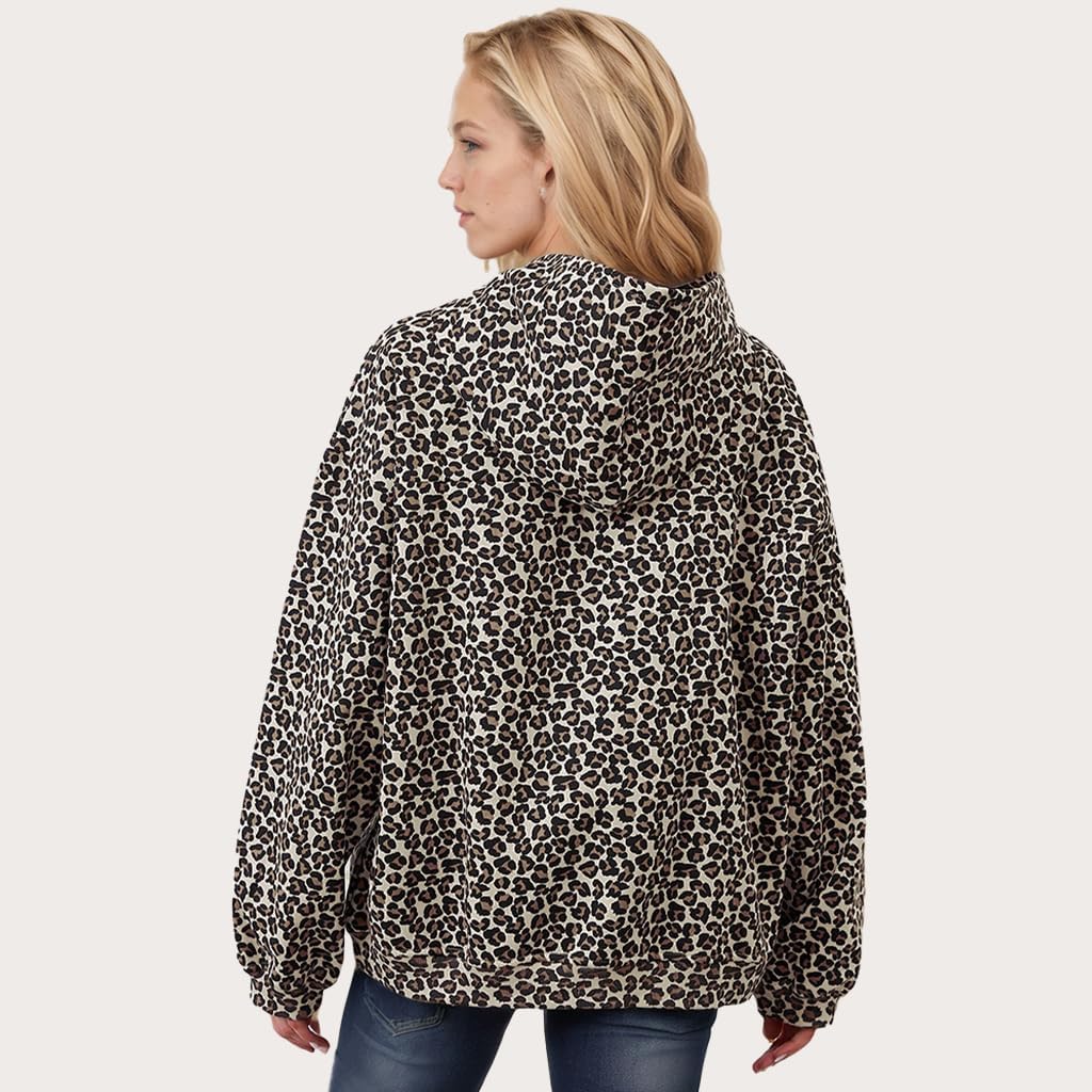 Cheetah Hoodie for Women Oversized Leopard Print Graphic Hoodie Y2k Zip Up Hoodie Vintage 2000s Streetwear