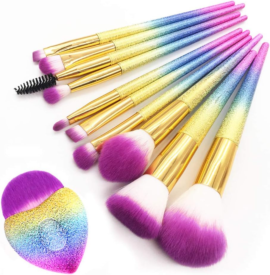 Easthost Makeup Brushes Set 10 Pcs with 1 piece Concealer Brush for Powder Liquid and Cream Foundation Eyeshadow Lip Eyeliner Eyelash (11 PCS)
