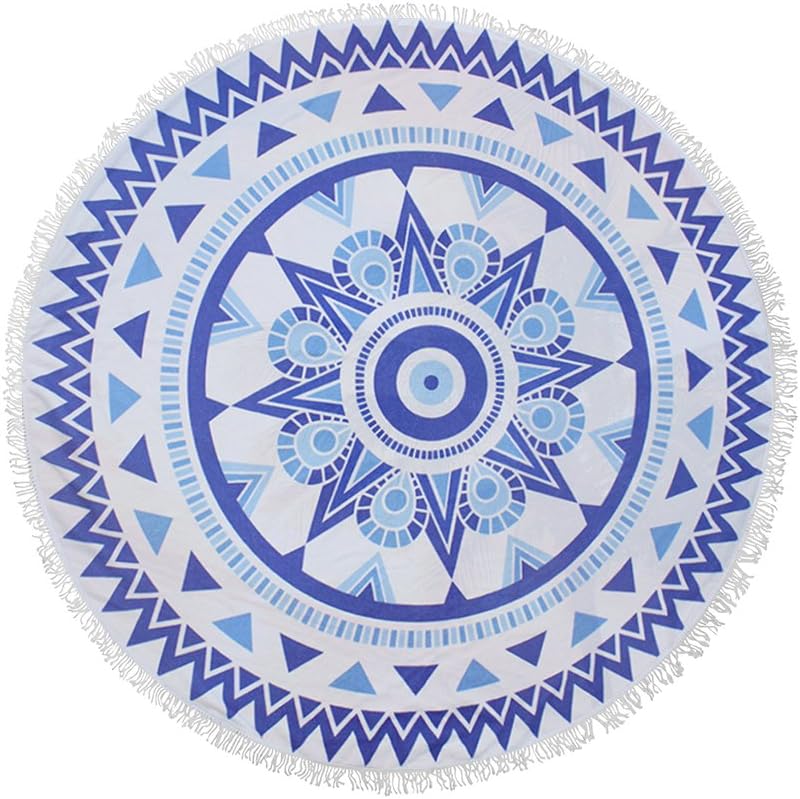 Round Beach Towel Mandala Microfiber Large Oversized Terry Thick With Tassels Round Beach Blanket Picnic Throw Yoga Mat Ultra Soft Multifunctional Mat 59 Inch Across