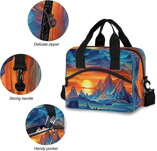Miniatura 5 de Burbuja Susnet Landscape - Bolsa de almuerzo aislada para mujeres y hombres, lonchera portátil con correa de hombro desmontable, bolsa de almuerzo