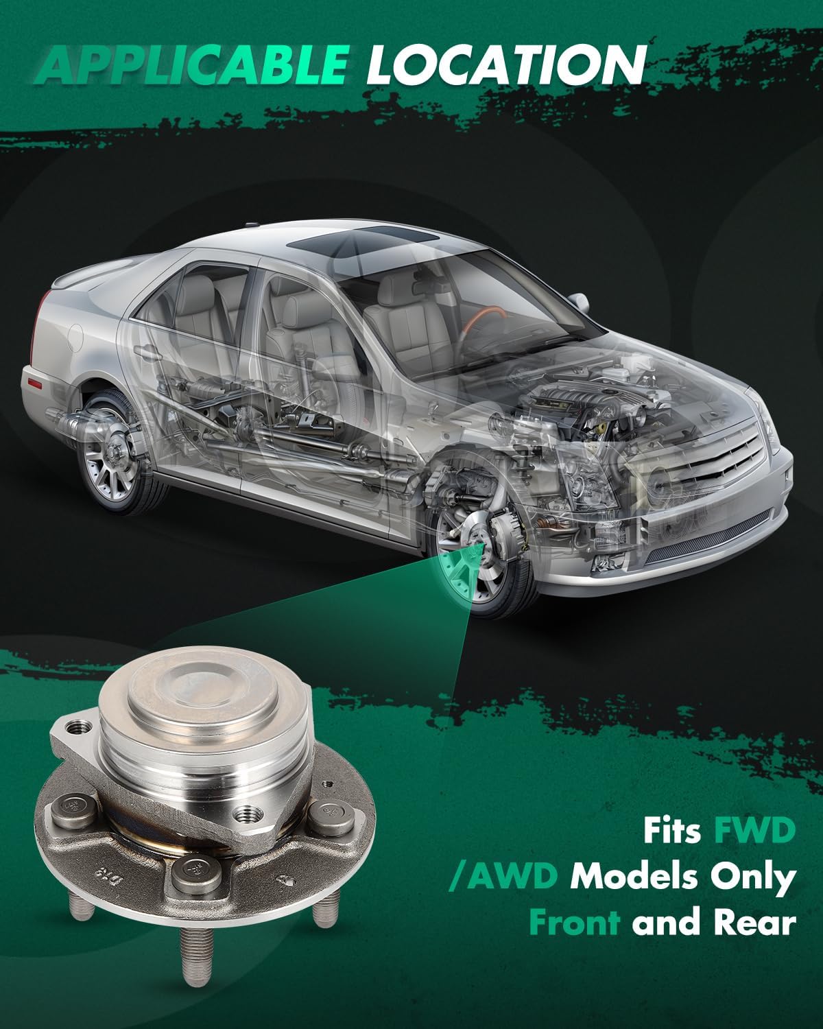 SCITOO 1 x Front Rear Wheel Bearing and Hub Assembly 2019-2020 For Buick Envision,2016-2019 For Cadillac ATS For Cadillac CT6 For Cadillac CTS,2018-2021 For Chevrolet Camaro,5-Lug 513401