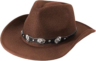 Sponsored Ad - Ultrafun Men Women Cowboy Hat Classic Felt Wide Brim Western Cowboy Cowgirl Hat with Wide Belt for Hallowee...