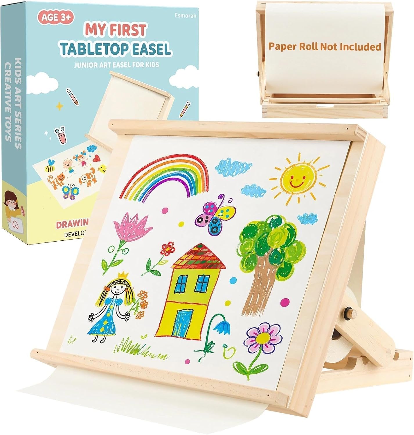 Tabletop Easels for Kids Painting with Paper Roll Dispenser