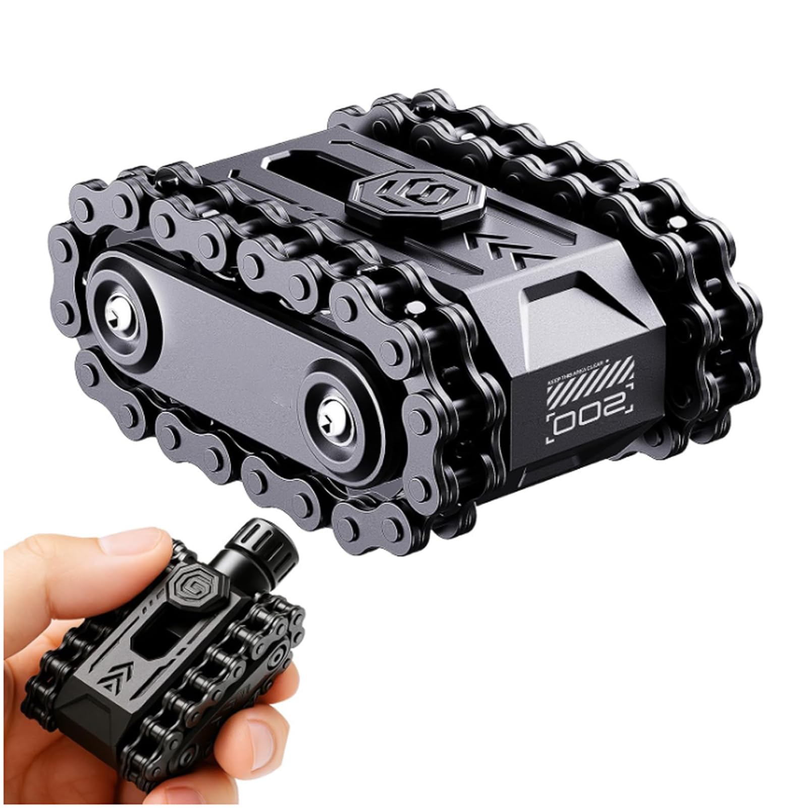 Metal Fidget Toys Adults, 4 in 1 Fidget Slider Roller Chain Combo with Tactile Feedback & Clicking Sounds Portable Office Desk Toys for Relieving Stress and Anxiety Adult Gift (Black)