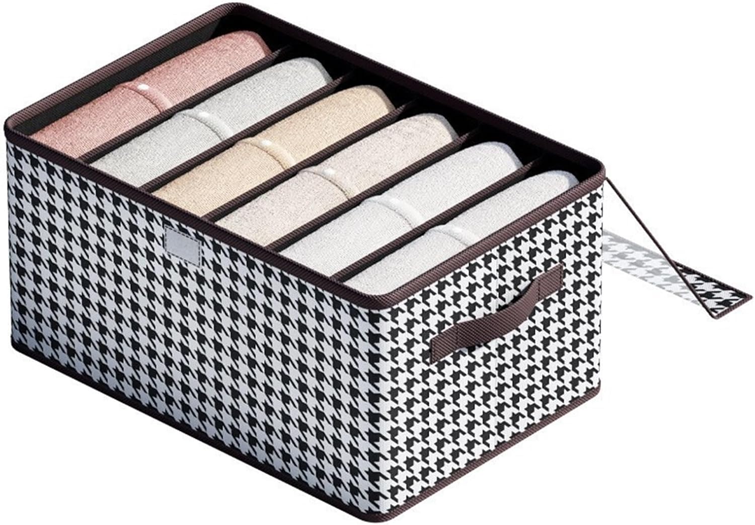 Socks storage box Clothes And Pants Storage Box, Organized Wardrobe PP Board Partition Storage Basket, Black And White Checkered Dustproof Belt Cover Storage Basket Wardrobe storage box ( Color : 1 )