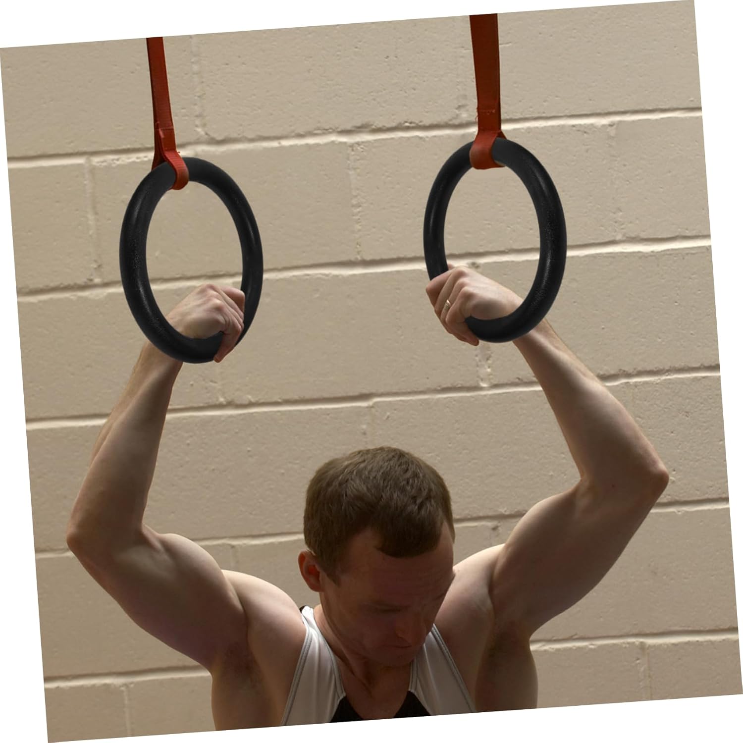 2pcs Gymnastic Rings for Strength Training Exercise Rings for Bodyweight Workouts Durable Abs Fitness Equipment for Men and Women Black