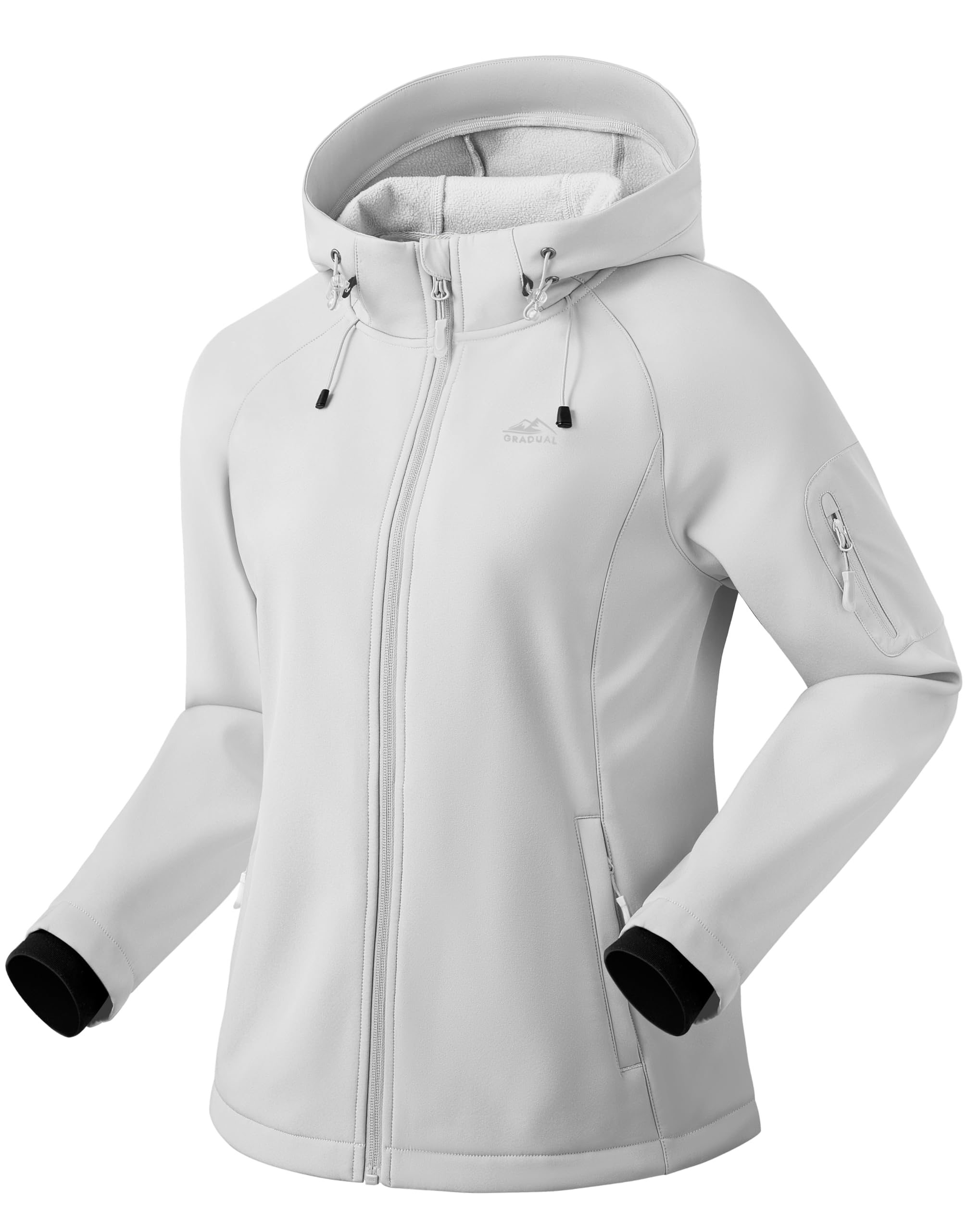G Gradual Women's Fleece Lined Softshell Jacket Windproof Warm Light Waterproof Hooded Jacket for Women Winter/Fall/Spring
