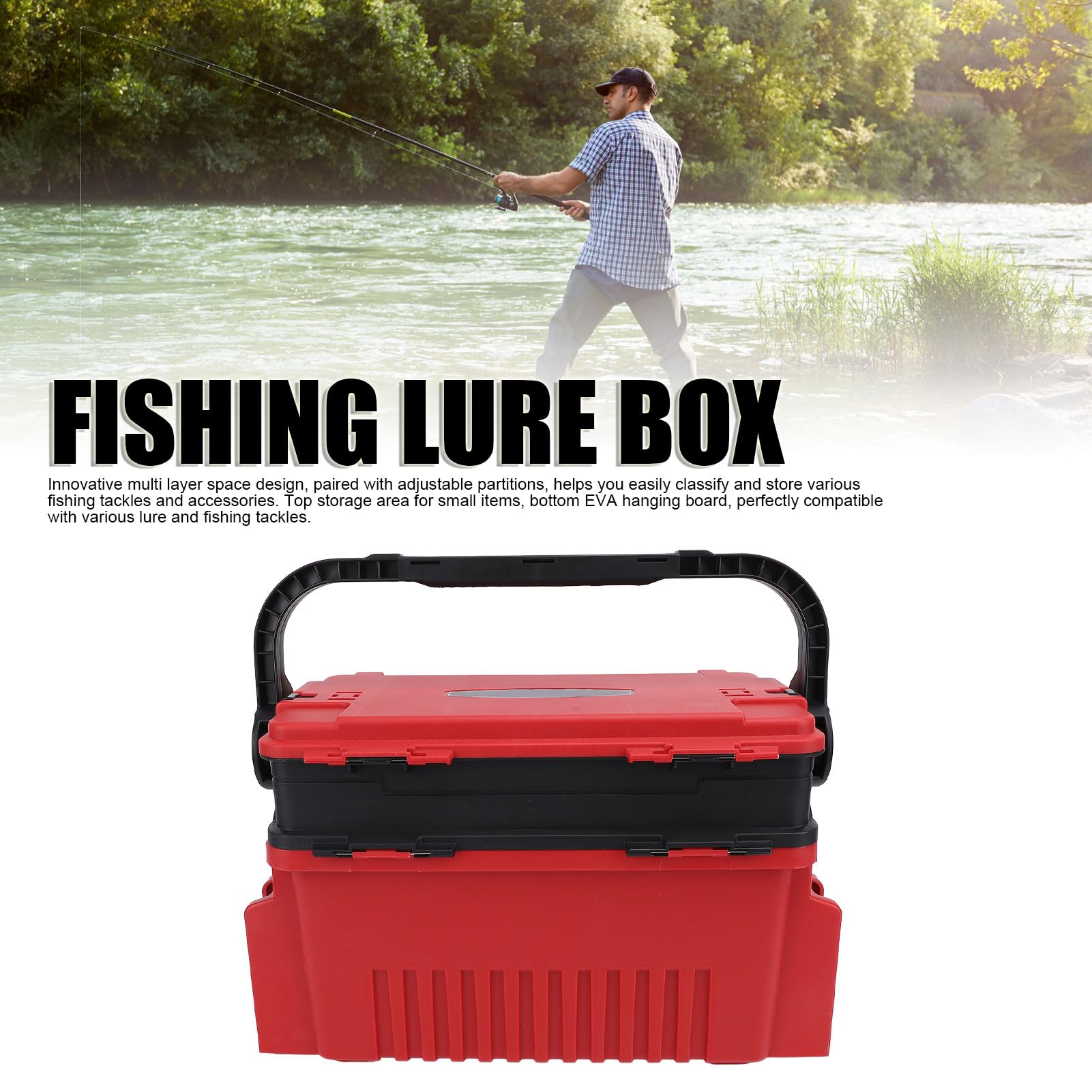 Caja de Aparejos de Pesca, Almacenamiento de PE con 17 Divisores, Organizador de Cebo Multicapa, Ideal para Entusiastas de la Pesca en Agua Salada y en Barco