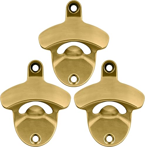 Miniatura 14 de Abrebotellas rústico montado en la pared, abridor de tapas de cerveza de cobre antiguo (paquete de 3) Cobre Antiguo,Bronce antiguo,Dorado