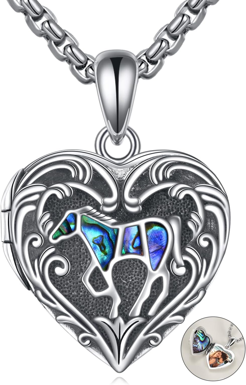 Vintage Locket Necklace for Women Sterling Silver Locket Necklace That Holds Pictures Birthday Jewelry Gifts