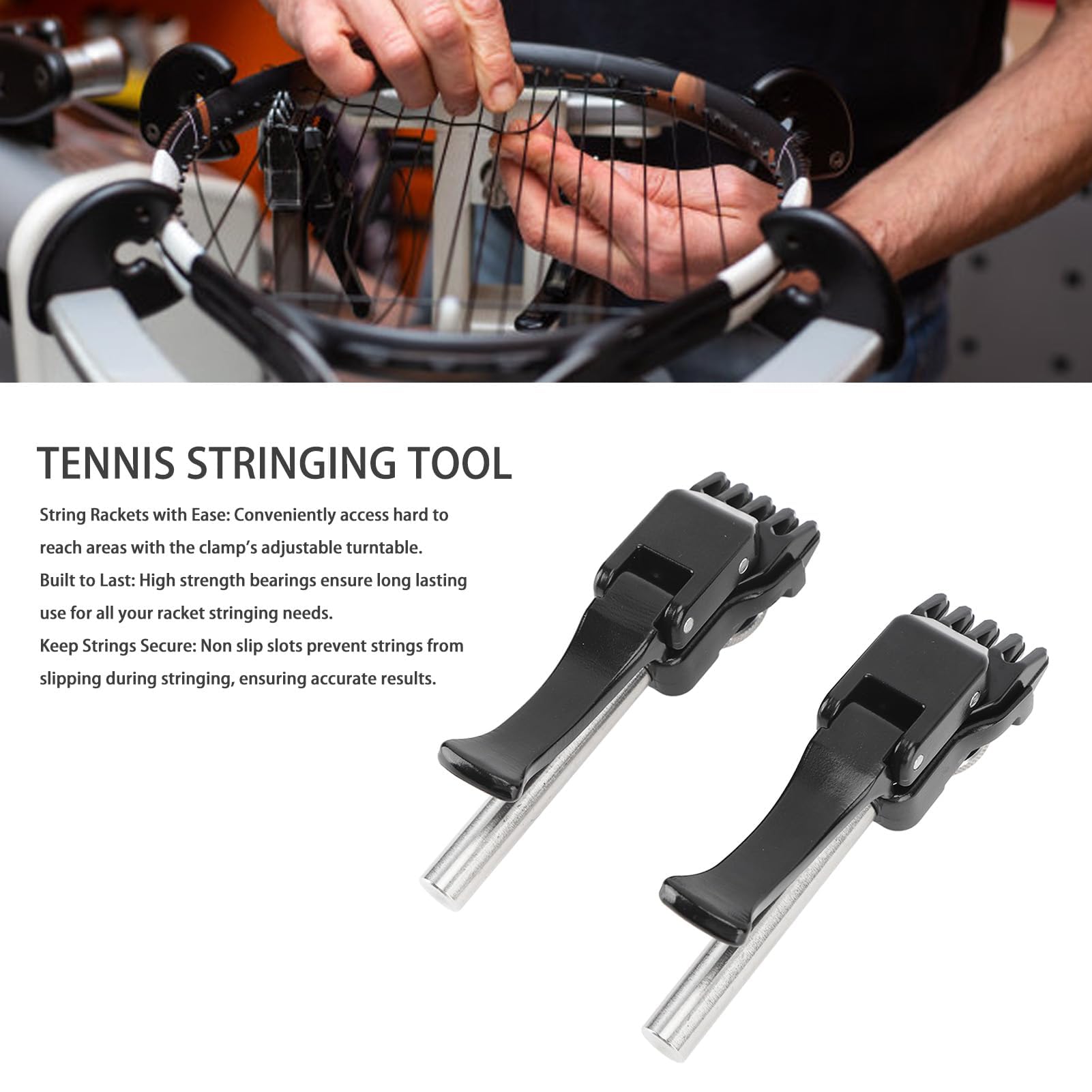 1 Paire de Machine à Corder de Tennis, Pince de Cordage de Badminton Portable, Pince Volante de Tennis Noire, Pince de démarrage de Raquette pour diverses Raquettes