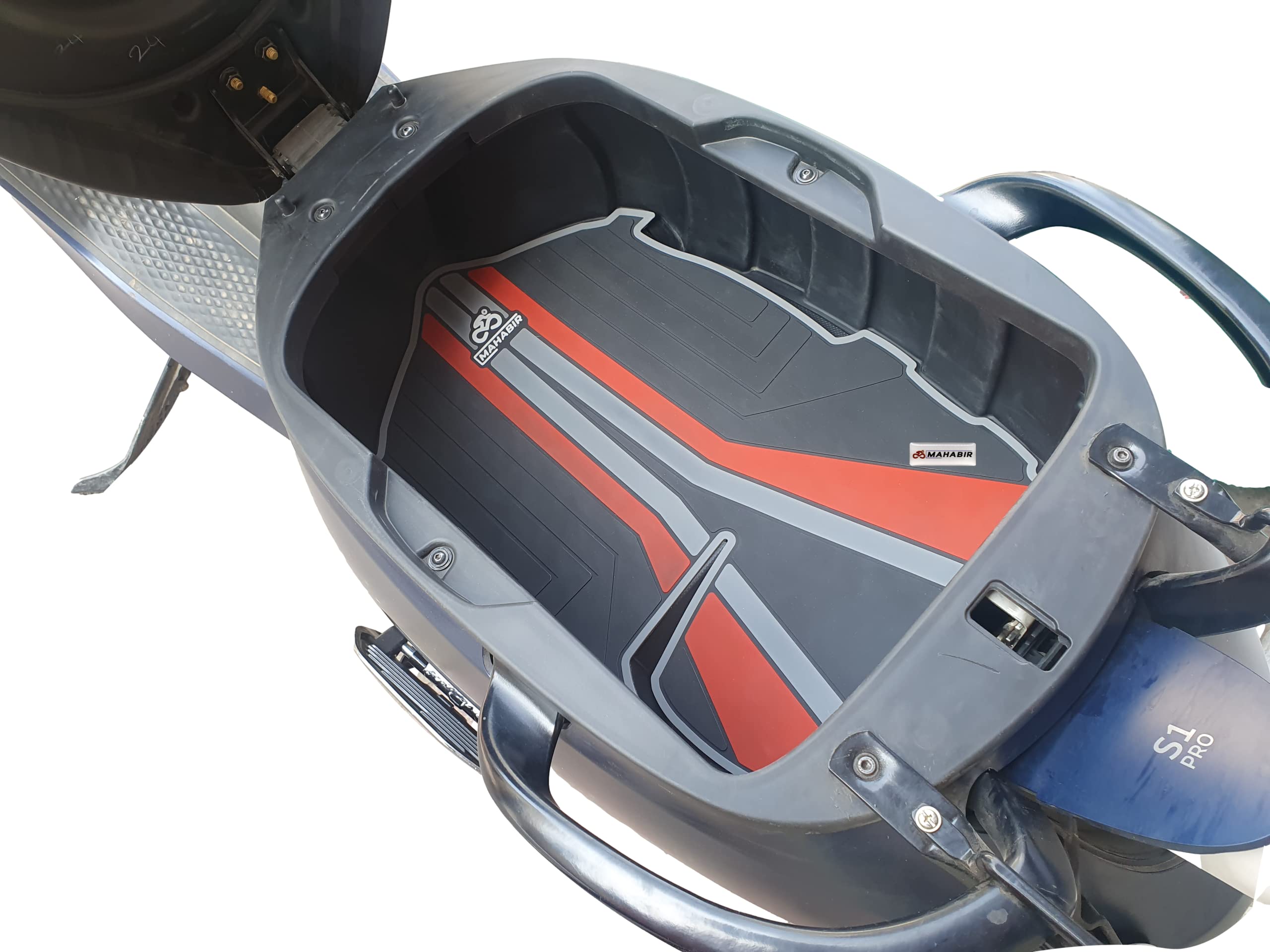MAHABIRPVC Rubber Seat Box Mat Compatible with Scooter/Scooty S1 & S1 Pro (1st Gen.) - Anti-Slip | Durable | Easy to Clean | Protects from Scratches (Black, Red, Grey)