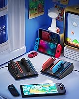 Vista 7 de Switch 12 Compatible FASTSNAIL 8-in-1 Charging Dock for Nintendo Switch 2 & 1OLED for Joy-Con 2, Dual-Direction Magnetic Fast Controller Charger