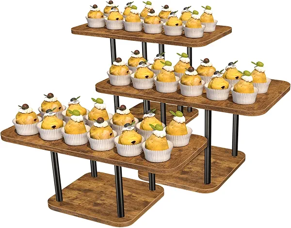 LLAXERGU Cupcake Stand for 50 Cupcakes Wooden Dessert Table Display Set Rustic Dessert Stands Rectangle Serving Tray for Party Baby Shower Birthday Graduation Wedding
