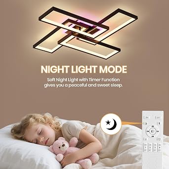 LED Ceiling Light 50W Dimmable Flush Ceiling Light with Remote [Energy Class E]