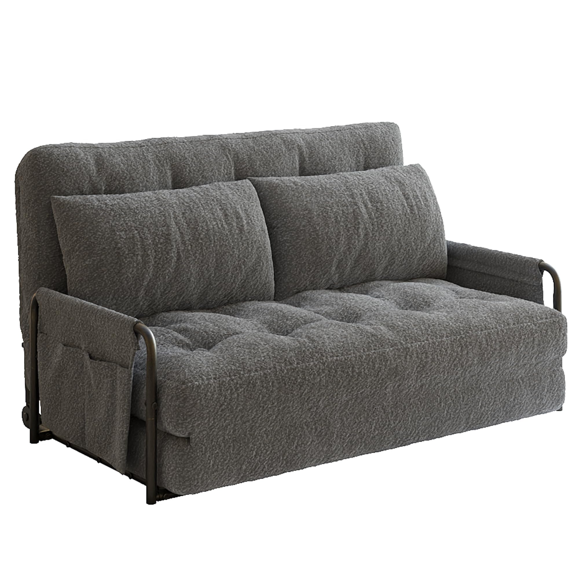 WLIVE Futon Sofa Bed, Floor Chair with Adjustable Backrest, Bean Bag Bed for Adults, with Armrest, Pillow, Low Profile for Living Room, Reading, Bedroom, Loveseat, Grey