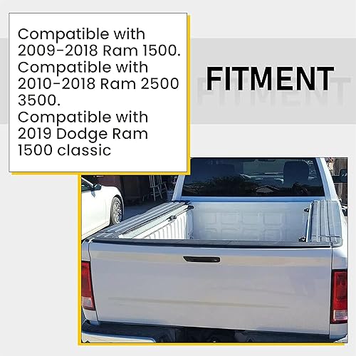 Miniatura 2 de Tapa de moldeo para alerón de puerta trasera Compatible con Ram 1500 2500 3500 Classic 2009-2019 Protector superior Reemplazo para CH1909100