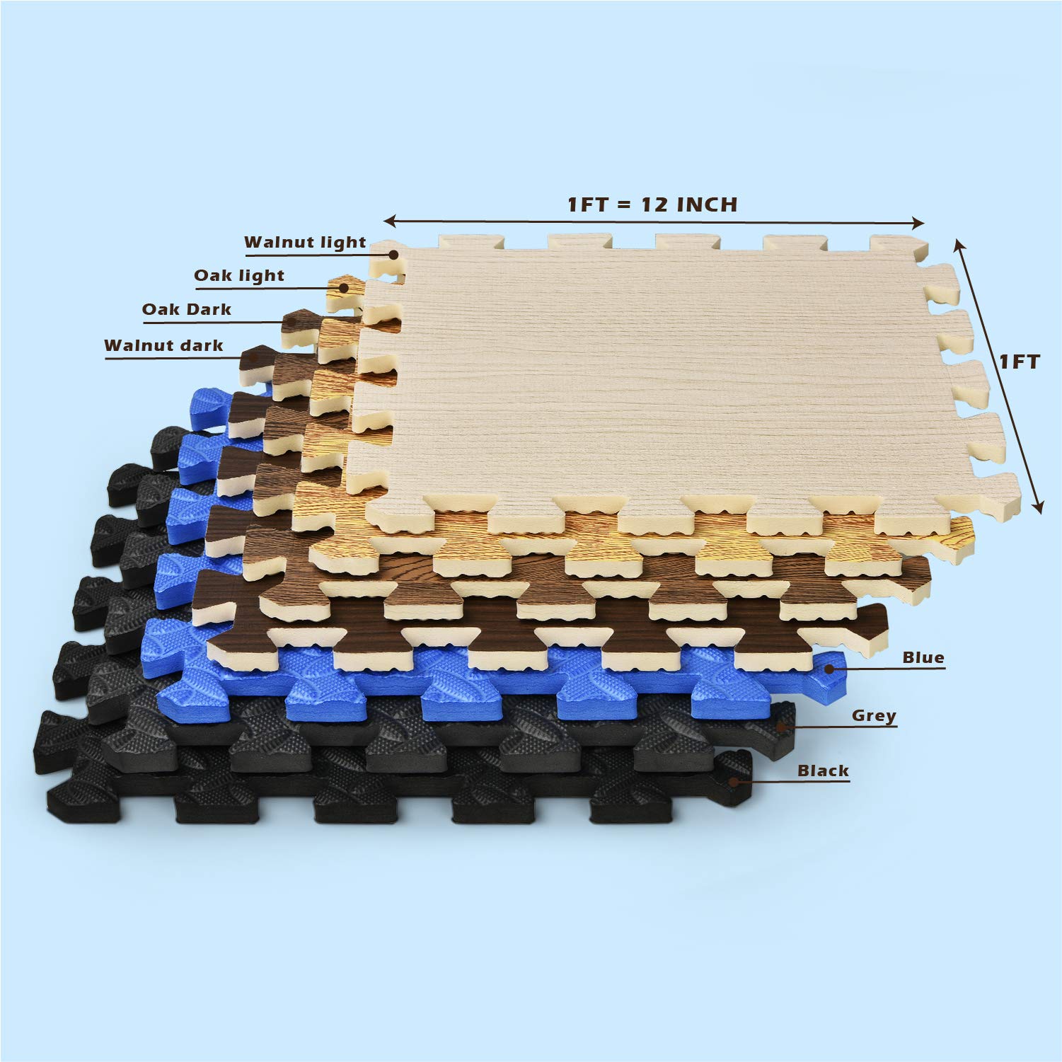 Yes4All Interlocking Exercise Foam Mats with Border Interlocking