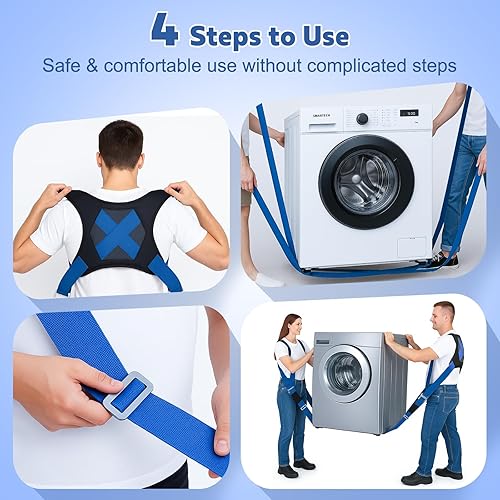 Miniatura 8 de NOCOEX Correas de elevación para objetos pesados correas móviles para muebles, sistema de elevación y movimiento para 2 personas con almohadilla