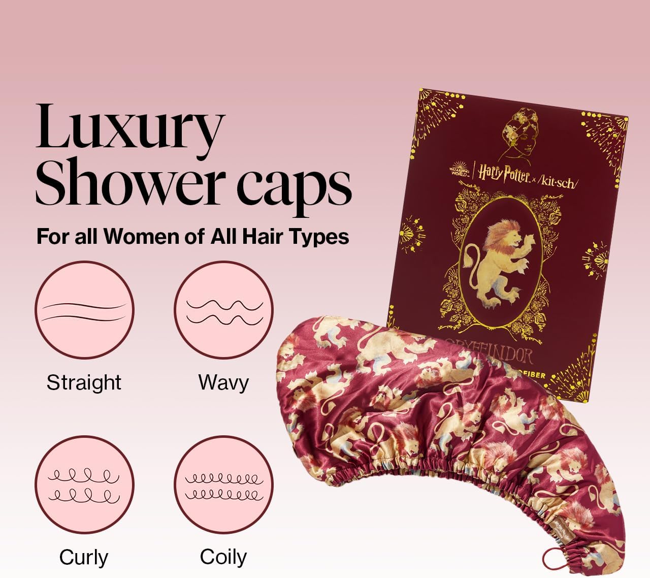 Kitsch Harry Potter x Microfiber Hair Towel Wrap for Women – Ultra Absorbent Microfiber Bath Towels for Wet, Curly, Long/Short Hair, Anti-Frizz Hair Wrap, Great Hair Care Gifts for Women – Gryffindor