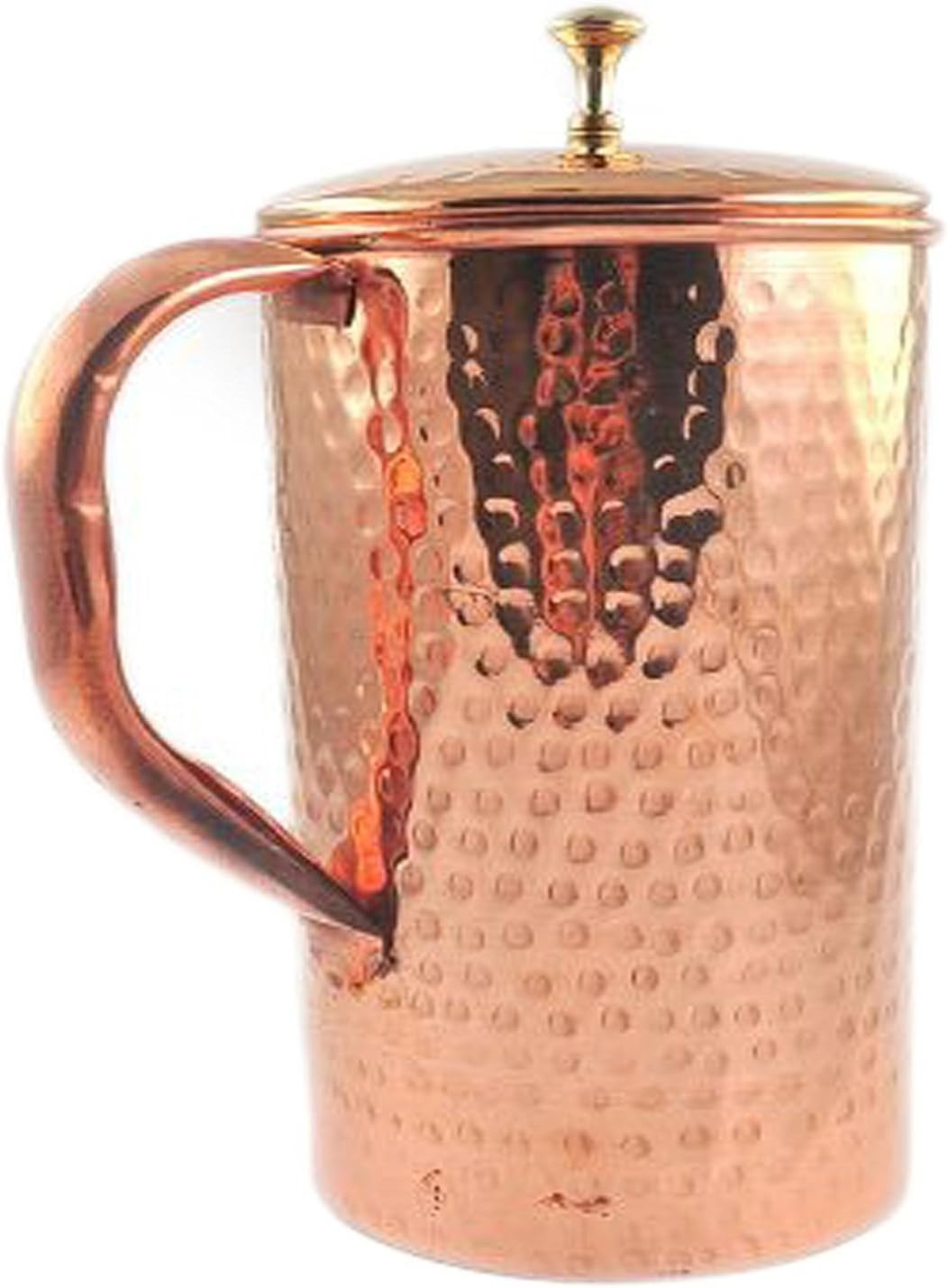 PARIJAT HANDICRAFT Hammered Copper Jug Pitcher & 6 Glass Tumbler, Storage & Serving water Restaurant Hotel Home, Set of 7 pieces