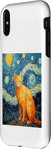 Vista 8 de iPhone 11 Divertido gato arte pintura amante de gato noche estrellada gato Van Gogh caso