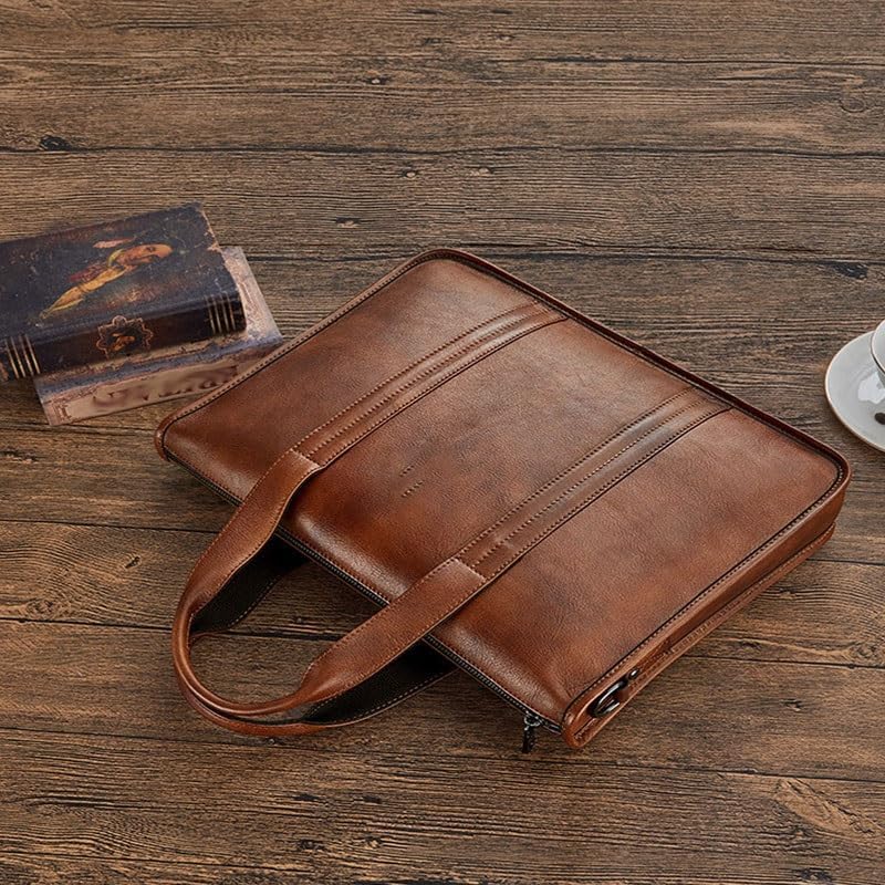 Briefcase Man Hand-held Business Office Meeting Computer Cowhide Document Bag image 3